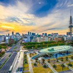 Nagoya Cityscape At Sunset Japan
