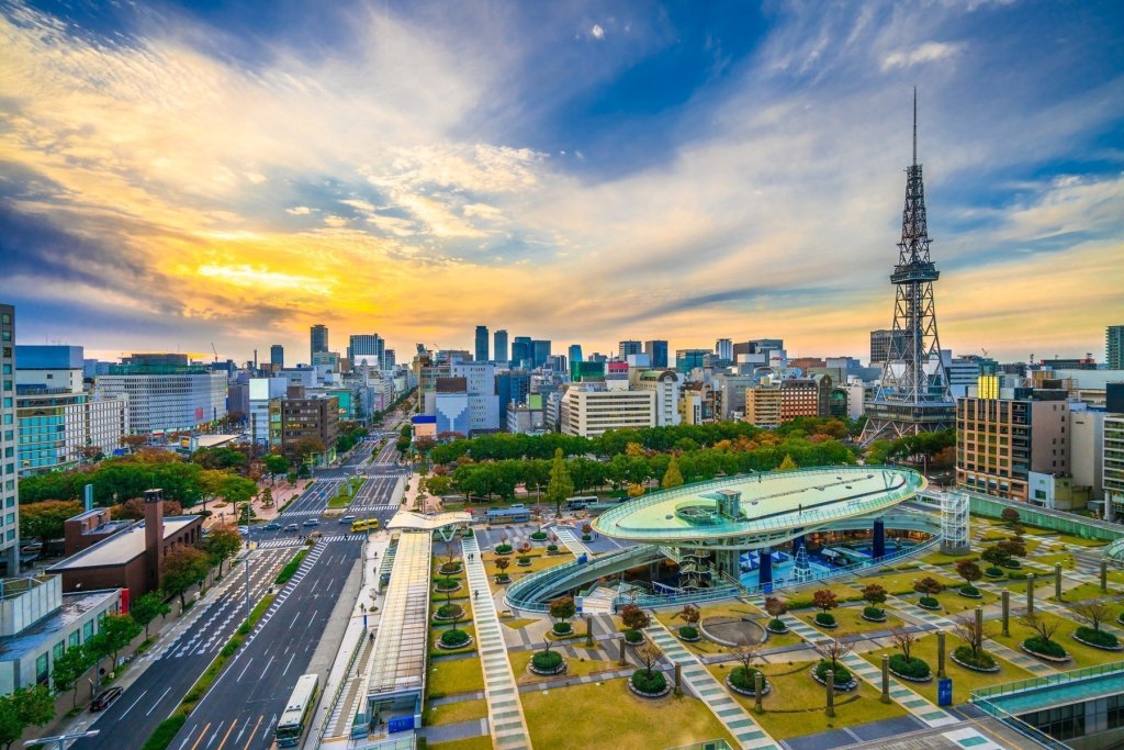 Nagoya Cityscape At Sunset Japan
