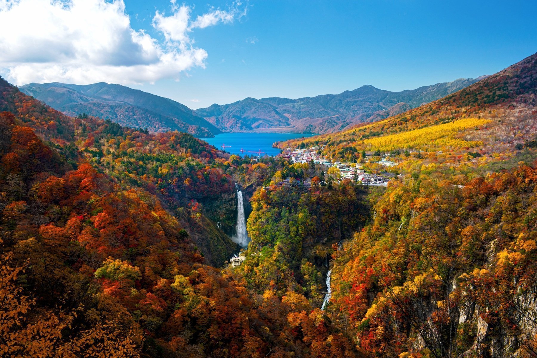 Autumn Colors Seen From Akechidaira Observatory Lake Chuzenji Nikko Japan