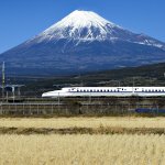 Shinkansen Passing Mount Fuji