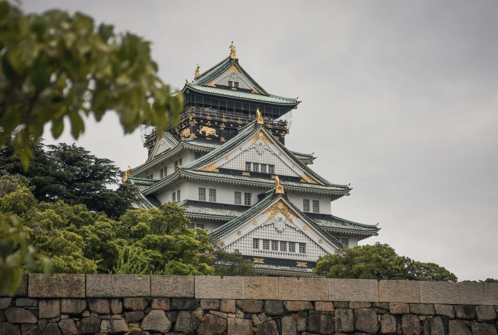 Osaka Castle Overcast Cloudy Sky