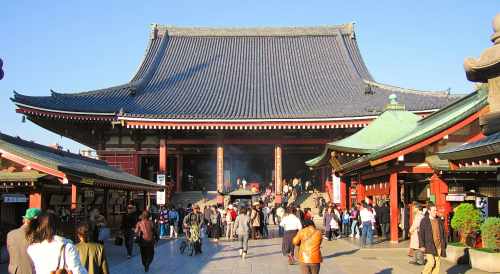 Crowds In Front Of Tokyo Asakusa Temple
