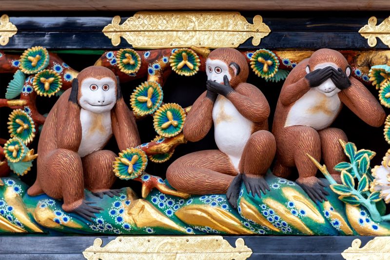 Wise Monkeys At Toshogu Shrine In Nikko Japan